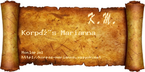 Korpás Marianna névjegykártya